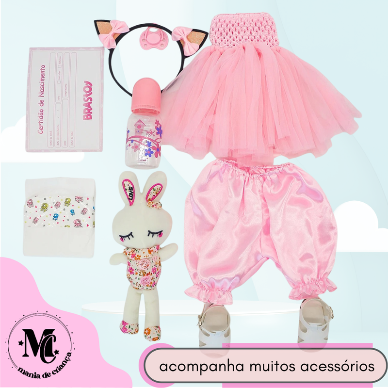 Boneca Bebê Reborn Doce Gatinha 55cm