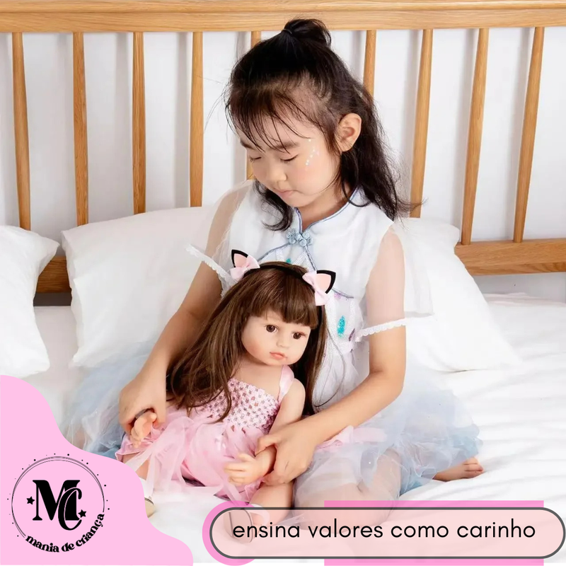 Boneca Bebê Reborn Doce Gatinha 55cm