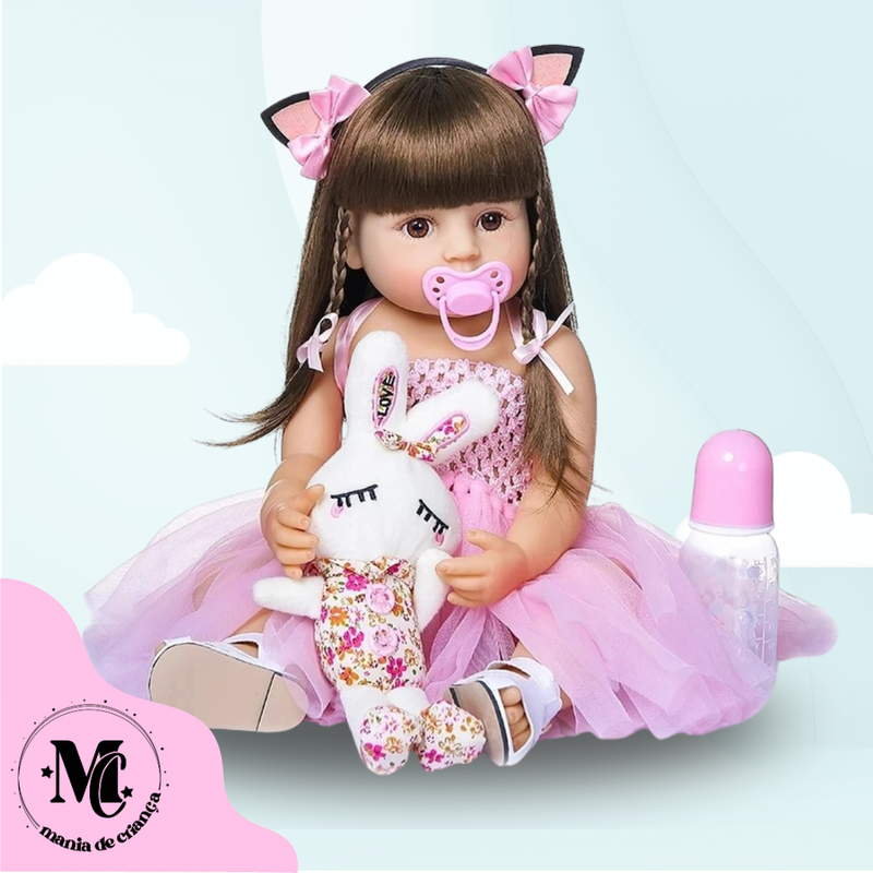 Boneca Bebê Reborn Doce Gatinha 55cm